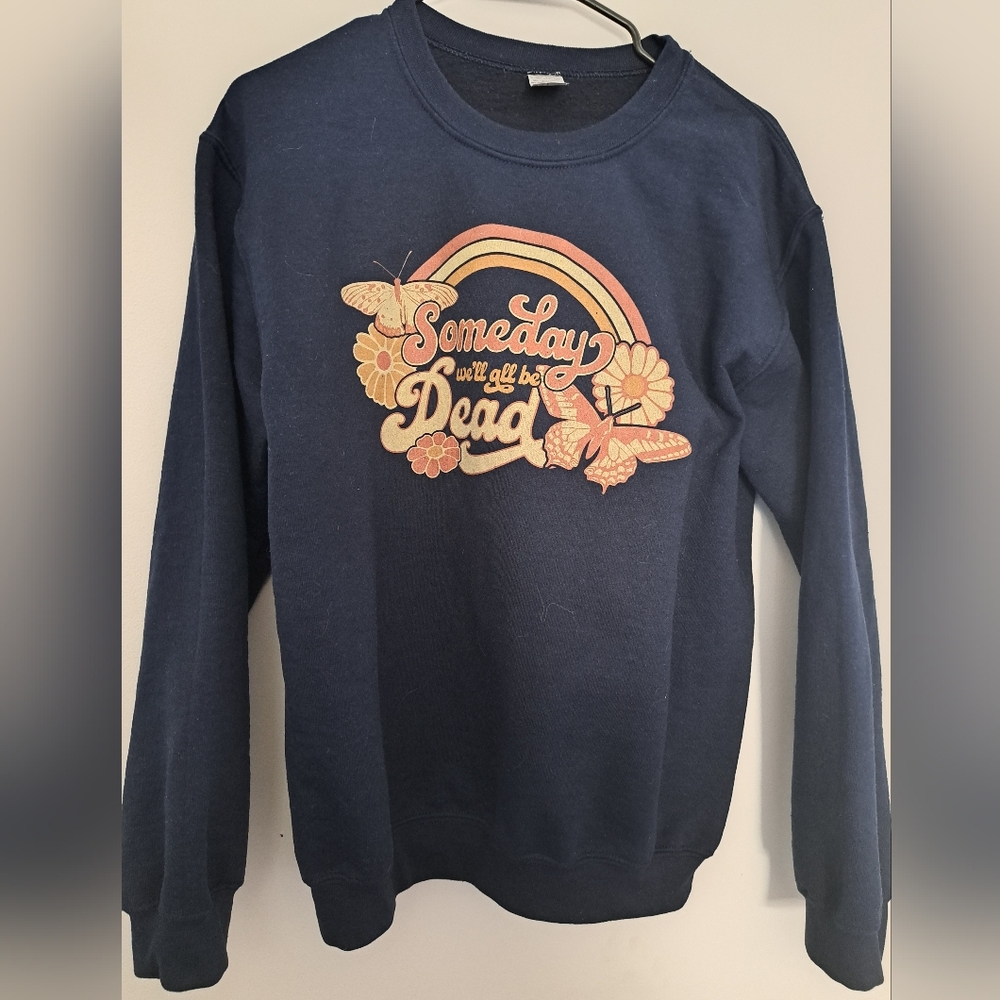 Navy Blue Graphic Crew Neck Sweater